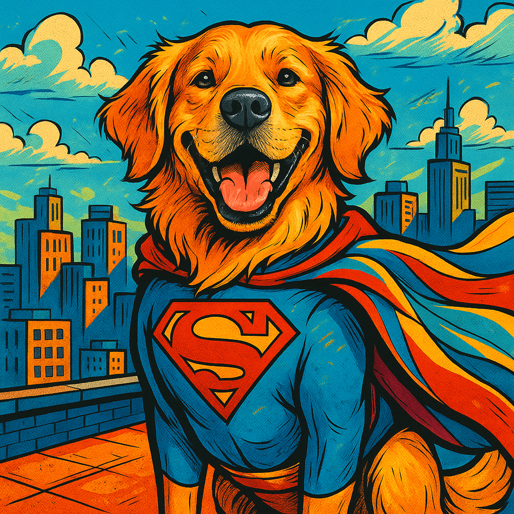 Superhero pet portrait example 1