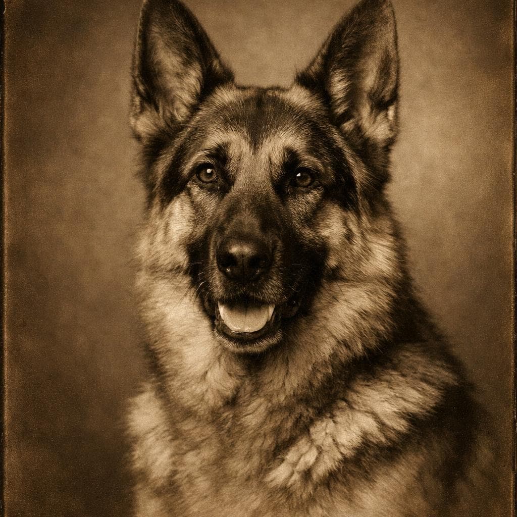 Vintage pet portrait style